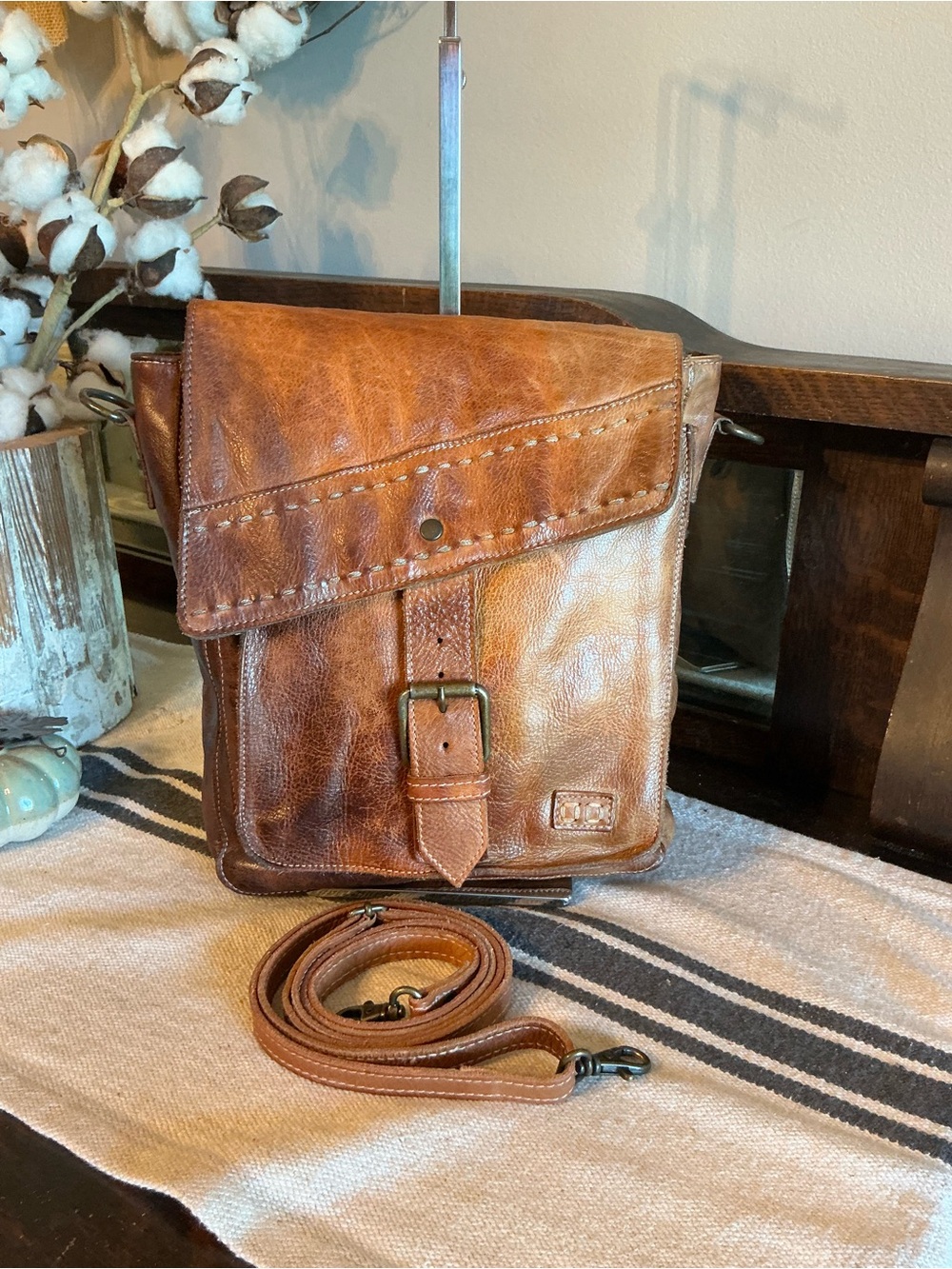 Bed Stu Leather AINHOA Crossbody Bag LTC CAFE LATTE TD Retail $275